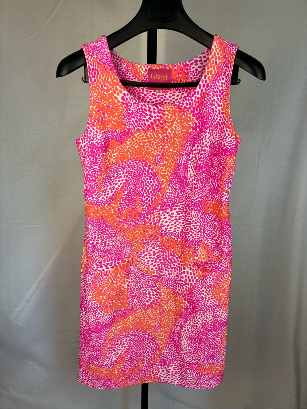 Gingy Bali Tank Dress in Pink Orange Dot Print S